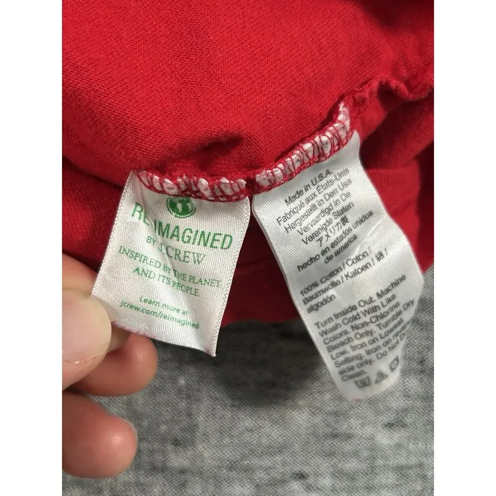 Vintage J Crew Oarsman Shirt Mens Medium Red New York Graphic Cotton Made in USA
